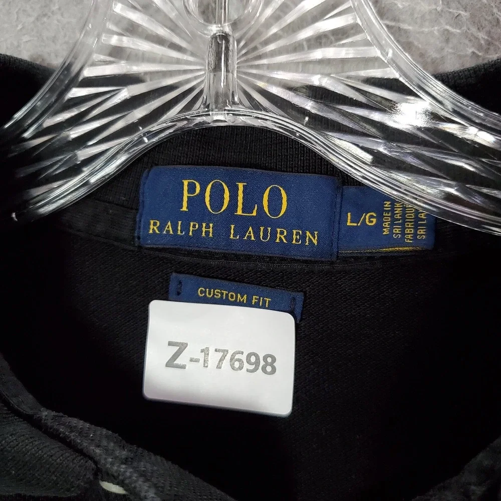 Ralph Lauren Men Polo Shirt Large‎ Black Custom Fit Embroidered Logo